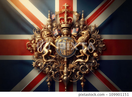 The symbol of the United Kingdom. Emblem with the Great Britain flag The symbol of the United Kingdom. Emblem with the Great Britain flag 109901151