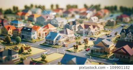 a cartoon photo of a suburb filled with houses a cartoon photo of a suburb filled with houses 109901182