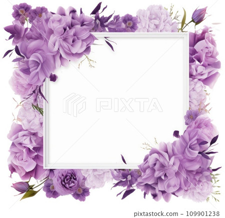 a frame with flowers on it next to white background 109901238