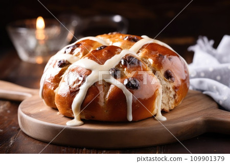AI-generated content. Hot Cross Buns. Easter holiday food 109901379