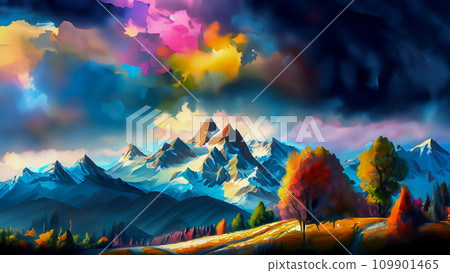 illustration of alps peaks illustration of alps peaks 109901465