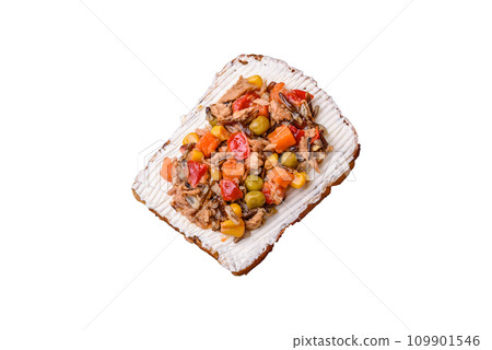 Delicious veggie sandwiches with canned tuna and mexican mix 109901546