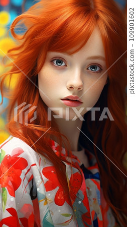 Young girl with red hair Young girl with red hair 109901602