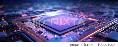 a computer chip on top of a circuit board - Stock Illustration ...