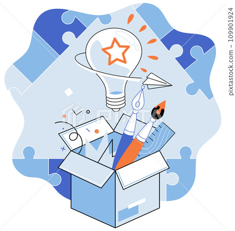 Creative idea vector illustration. A positive attitude towards creativity fosters culture innovation and drives business growth The fusion business and creativity results in development unique 109901924