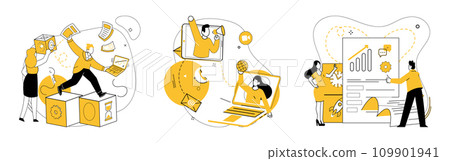 Team strategy vector illustration. Team strategy metaphorically paints picture successful and thriving business Achieve progress by fostering culture creativity, collaboration, and teamwork Team strategy vector illustration. Team strategy metaphorically paints picture successful and thriving business Achieve progress by fostering culture creativity, collaboration, and teamwork 109901941
