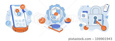 Digital currency vector illustration. The future banking lies in seamless integration digital currency and financial technology Digital currency revolutionizes way we transfer and store value Digital currency vector illustration. The future banking lies in seamless integration digital currency and financial technology Digital currency revolutionizes way we transfer and store value 109901943