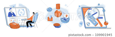 Digital currency vector illustration. Digital currency revolutionizes way we transfer and store value in digital age The economic landscape is evolving with widespread adoption digital currencies Digital currency vector illustration. Digital currency revolutionizes way we transfer and store value in digital age The economic landscape is evolving with widespread adoption digital currencies 109901945