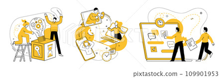 Team strategy vector illustration. The teams unity fuels business success through effective collaboration and teamwork Achieve progress by combining strategy, creativity, and strong team spirit 109901953