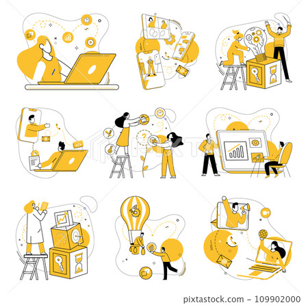 Partnership collaboration vector illustration. Corporate intelligence flourishes when professionals unite in partnership collaboration Achieve solutions through strategic brainstorming 109902000