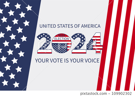 2024 Presidential election day in USA, november 5, card design. Vote for your future 109902302