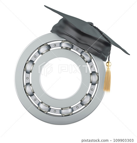 Ball-bearing with graduation cap. 3D rendering 109903303