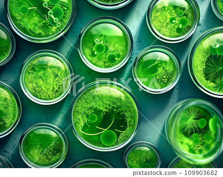 AI-generated content. Algae microalgae macro. biotechnology science 109903682