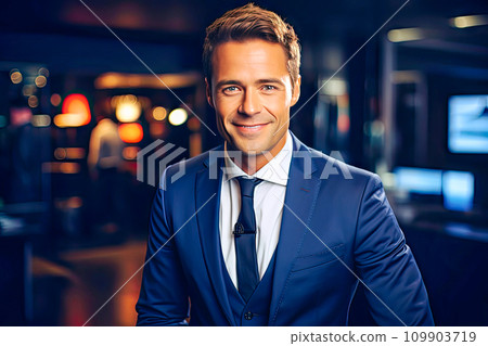 AI-generated content. photo of a TV news anchor on a popular channel 109903719