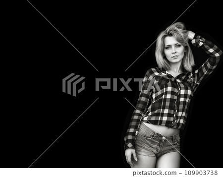 portrait of a young sensual blonde on a black background portrait of a young sensual blonde on a black background 109903738