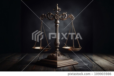 Law and justice concept. Mallet of the judge, hourglass, scales of justice 109903986