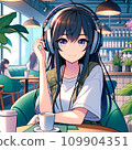 在咖啡館聽音樂的女人 109904351