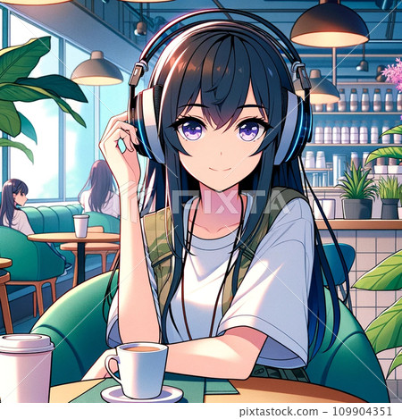 在咖啡館聽音樂的女人 在咖啡館聽音樂的女人 109904351