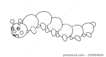 Cute caterpillar cartoon character, doodle style flat vector outline for coloring book 109904684