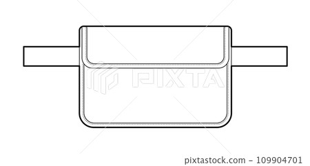 Belt Bag silhouette. Fashion accessory technical illustration. Vector satchel front 3-4 view for Men, women 109904701