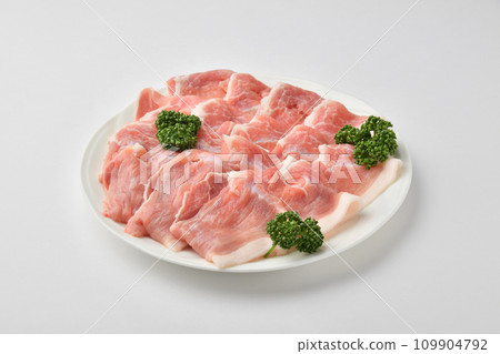 豬肩腰肉切成薄片 109904792