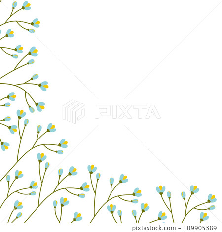 Corner frame of Blooming branches with copy space. Springtime Blossoms Border for many various uses 109905389