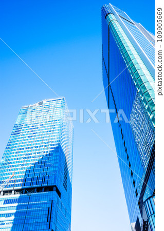 東京再開發與摩天大樓風景 澀谷站西口週邊 2023.12 高彩度對比 109905669