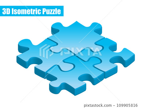 等距拼圖3D插畫4片3D圖文素材 109905816