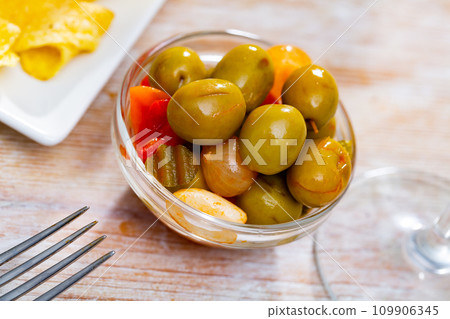 Image of assorted green olives Image of assorted green olives 109906345