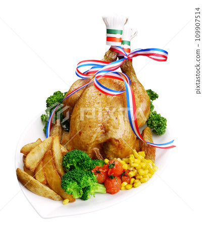 【PNG透明素材】聖誕節或聚會用的烤火雞 109907514