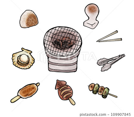 七林燒烤插畫素材：七林與食物 109907845