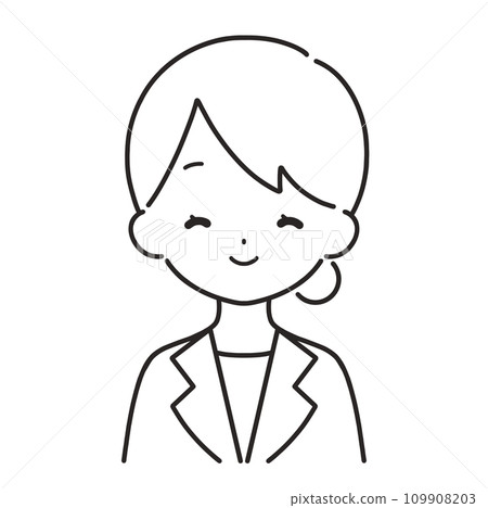 Monochrome | Smiling woman illustration | Suit Monochrome | Smiling woman illustration | Suit 109908203