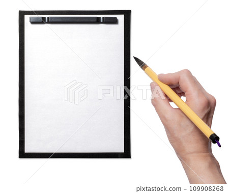 Blank paper, inkstone, and brush. calligraphy image 109908268