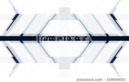 White and dark blue 3D abstract background with technology geometric shapes and arrows. Hi tech modern gaming abstract banner design. 109909001