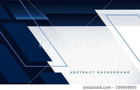 Dark blue and white abstract background with geometric diagonal lines and shapes. Technology futuristic modern 3D abstract banner design. 109909005