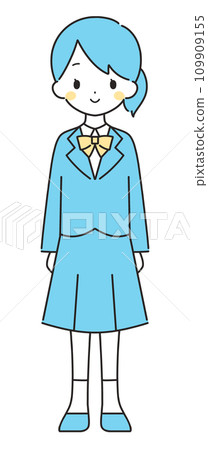 Light blue|Smiling girl in blazer|Full body Light blue|Smiling girl in blazer|Full body 109909155