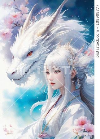 Sakura Seoritsuhime and the White Dragon's Good Luck Illustration Art (AI generated image) Sakura Seoritsuhime and the White Dragon's Good Luck Illustration Art (AI generated image) 109909777