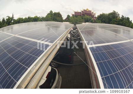 Solar panels on the roof of Parking. 109910167