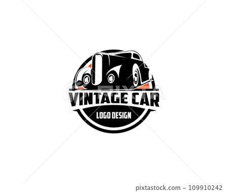 1932 ford caupe silhouette. isolated white background. premium vector design. best for logo, badge, emblem, icon, sticker design. 109910242