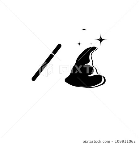 magic wand and magic hat logo illustration design magic wand and magic hat logo illustration design 109911062