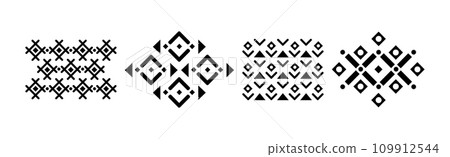 Tribal Black Pattern and Ornament Elements Vector Set Tribal Black Pattern and Ornament Elements Vector Set 109912544