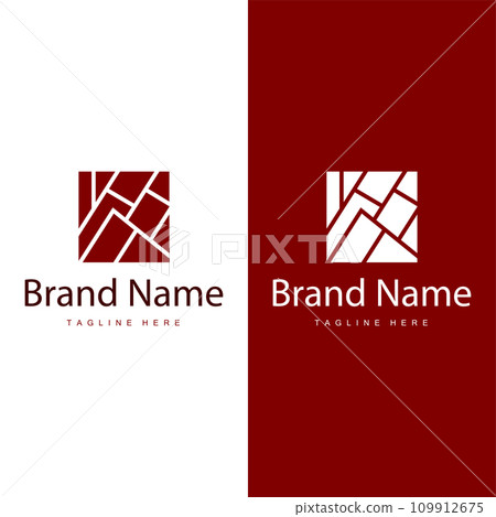 Floor Logo Design for Home Ceramic Decoration with Minimalist Abstract Shapes, Vector Templet Illustration 109912675