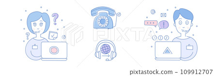 Call Center and Product Management and Support Line Icon Vector Set Call Center and Product Management and Support Line Icon Vector Set 109912707