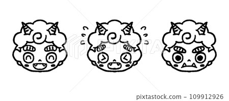 Red demon's various facial expressions illustration set_monochrome 109912926