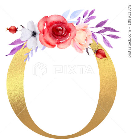 Alphabet and flower watercolor clipart, PNG Alphabet and flower watercolor clipart, PNG 109913378