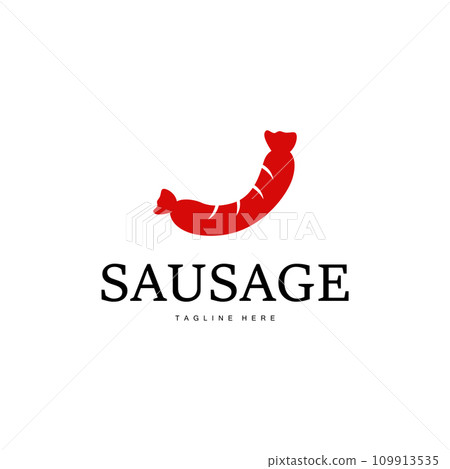 Sausage Logo, Simple barbeque sausage grilled meat design for restaurant business, vector illustration 109913535