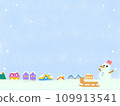 Snowman and snowy city background 109913541