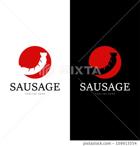 Sausage Logo, Simple barbeque sausage grilled meat design for restaurant business, vector illustration 109913554