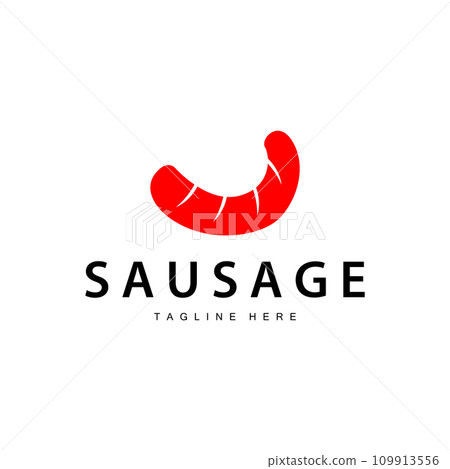 Sausage Logo, Simple barbeque sausage grilled meat design for restaurant business, vector illustration 109913556