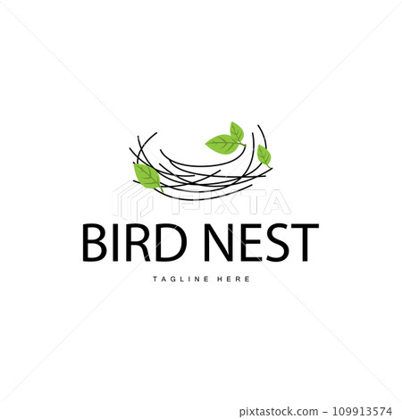 Bird's Nest Logo, Simple Bird House Illustration Templet Design Vector 109913574